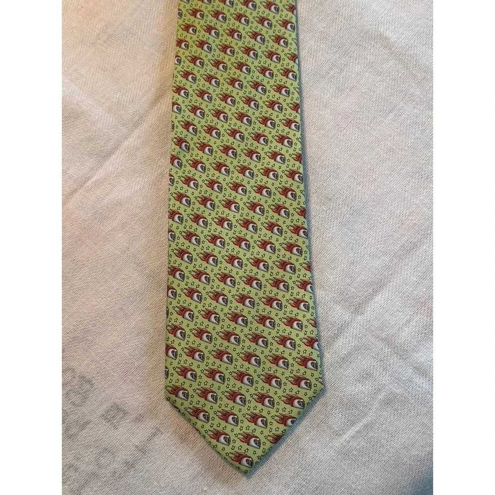 V Foundation Mario Andretti Super Mario Silk Tie Green Racing Helmet Novelty USA